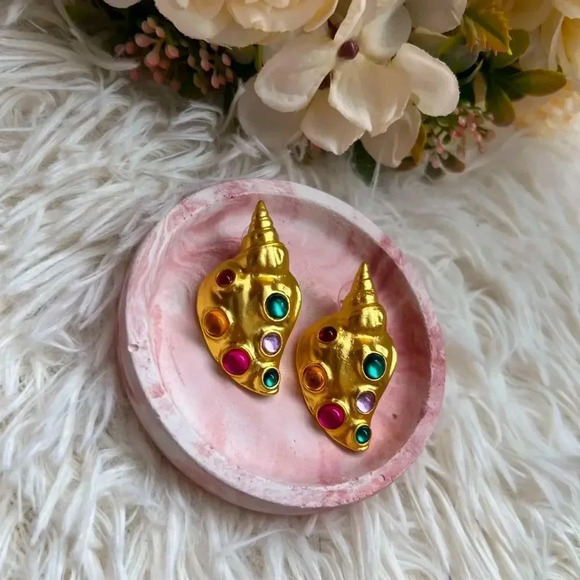 Zara Gold Colorful Shell Earrings - Picture 7 of 17